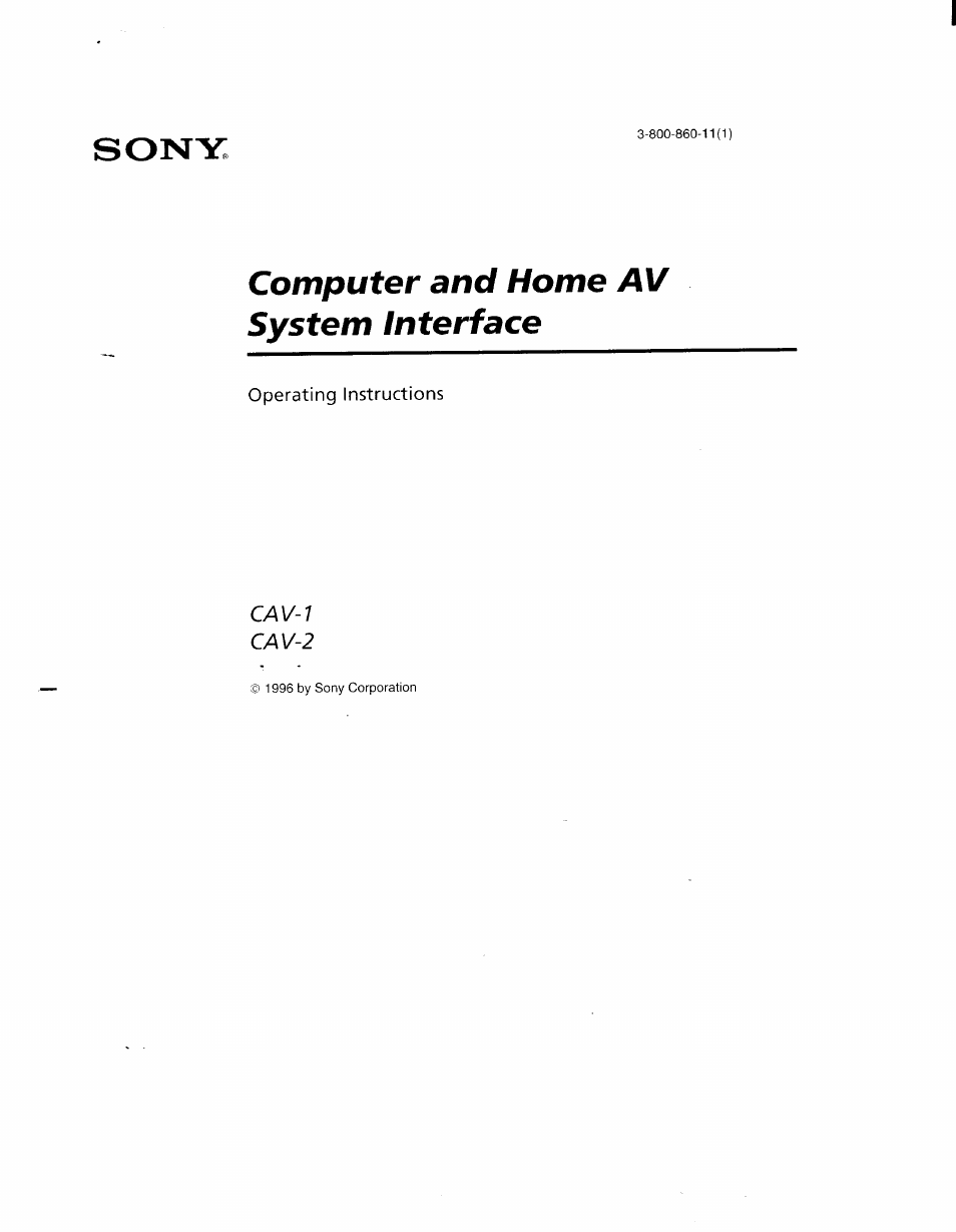 Sony CAV-1 User Manual | 31 pages