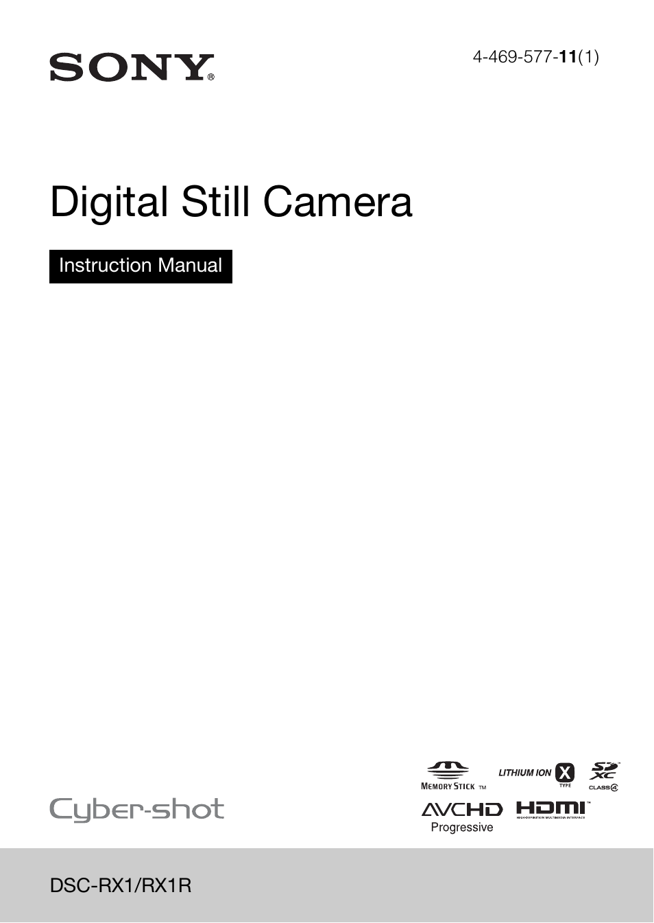 Sony DSC-RX1R User Manual | 76 pages