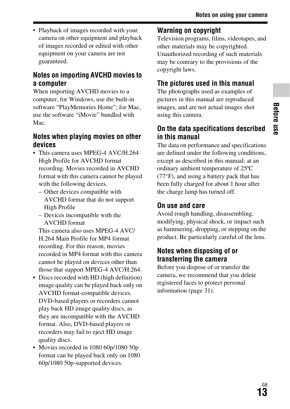 Sony DSC-RX1R User Manual | Page 13 / 76