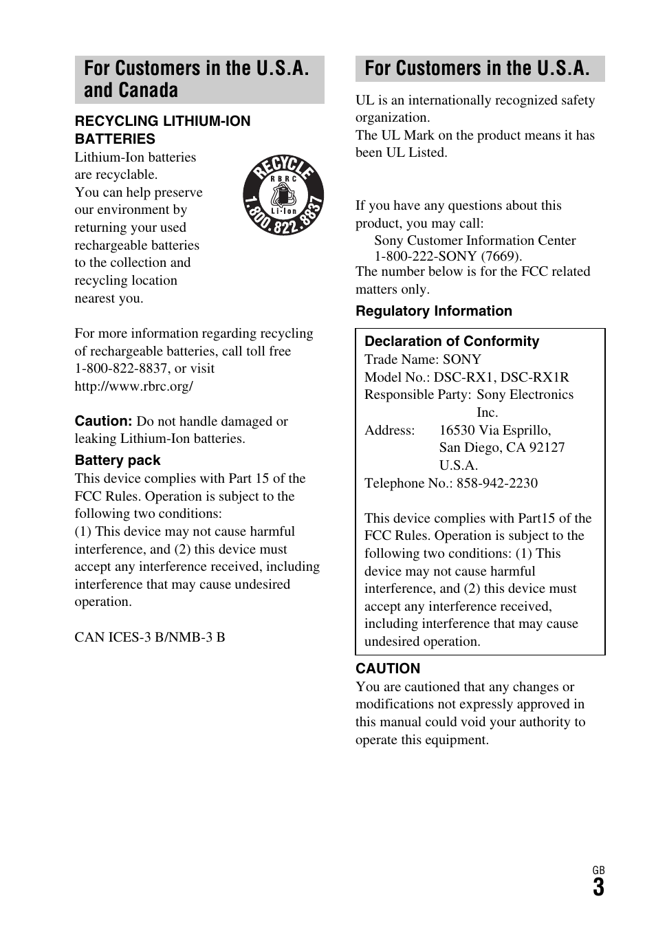 Sony DSC-RX1R User Manual | Page 3 / 76
