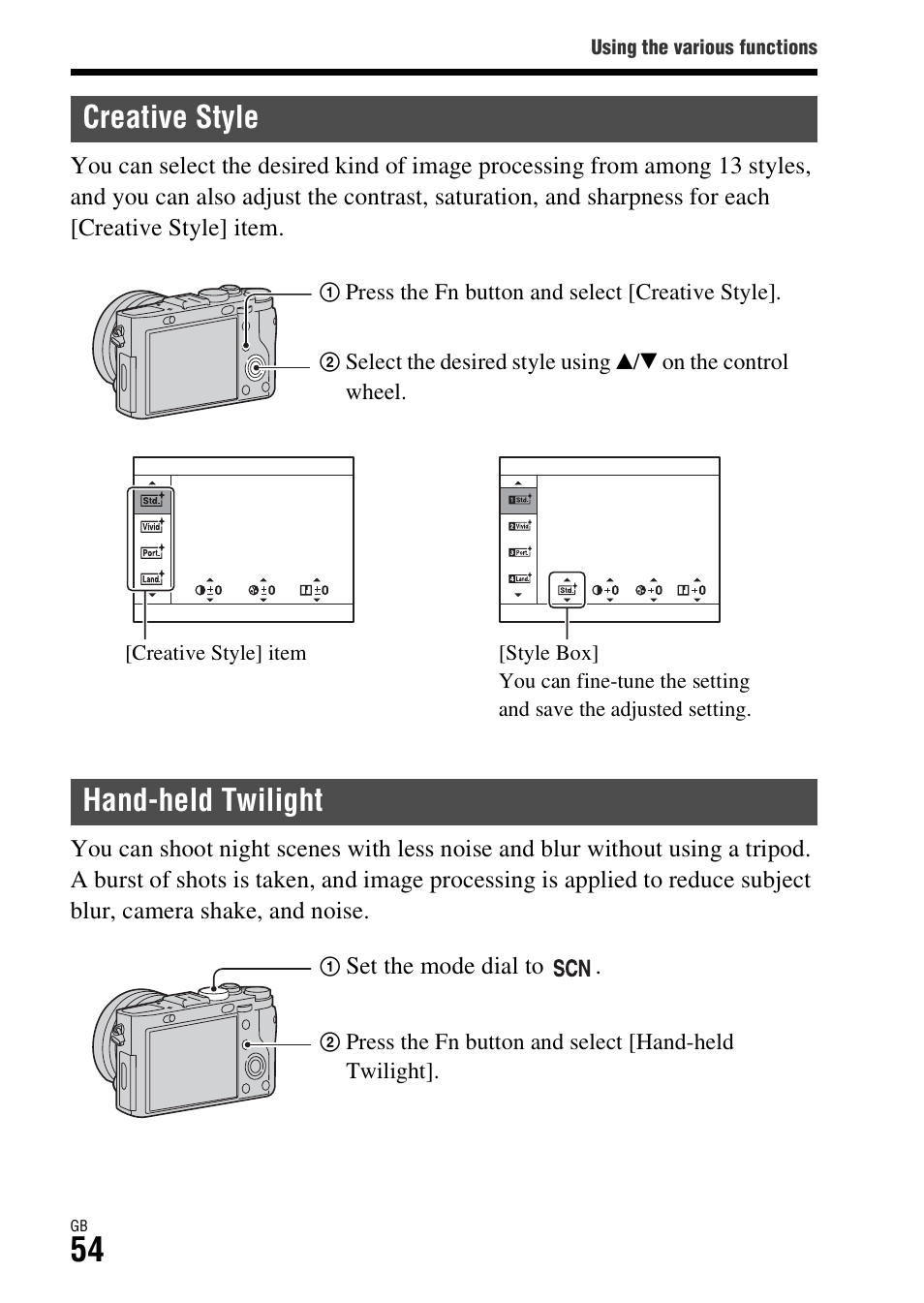 Creative style, Hand-held twilight, Creative style hand-held twilight | Sony DSC-RX1R User Manual | Page 54 / 76