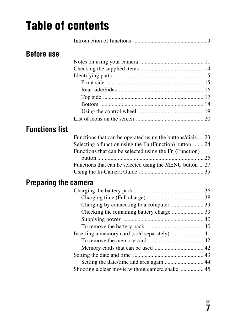 Sony DSC-RX1R User Manual | Page 7 / 76