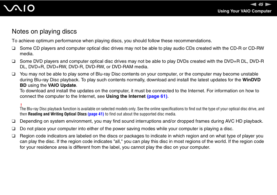 Sony VGN-SR390P User Manual | Page 45 / 217