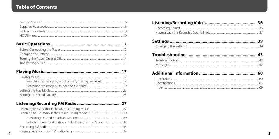 Sony NWZ-B103FBLK User Manual | Page 3 / 36