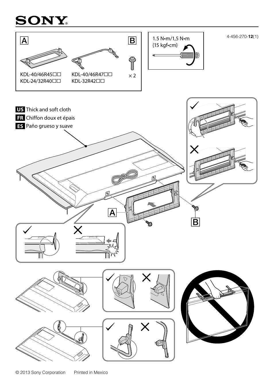 Sony KDL-40R450A User Manual | 1 page