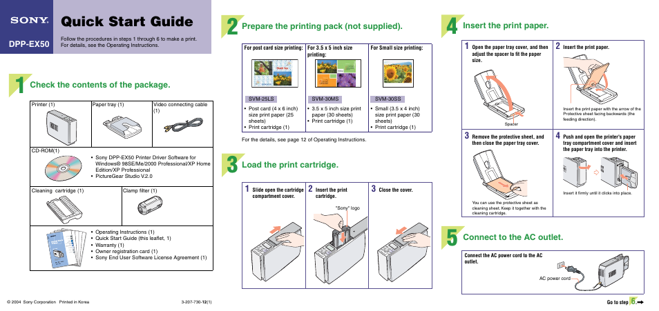 Sony DPP-EX50 User Manual | 2 pages