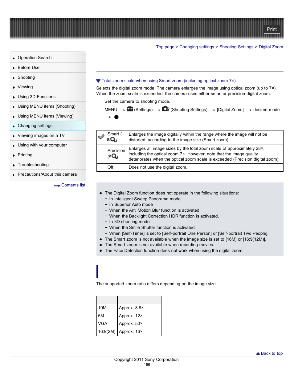 Digital zoom, Details | Sony DSC-WX10 User Manual | Page 166 / 266