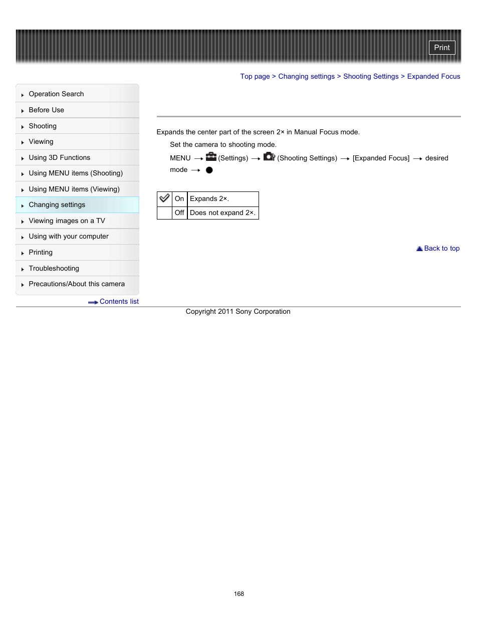 Expanded focus | Sony DSC-WX10 User Manual | Page 168 / 266