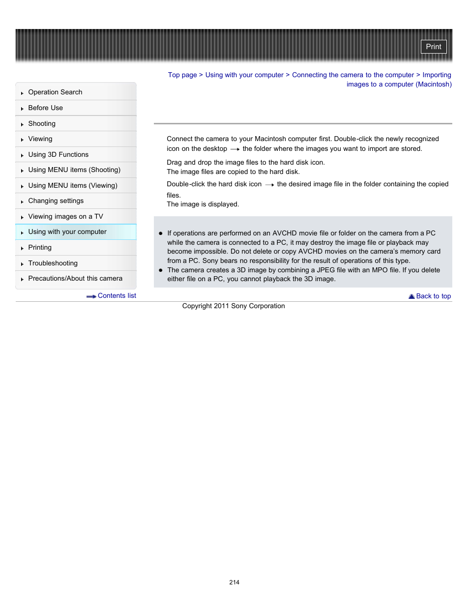 Importing images to a computer (macintosh), Details | Sony DSC-WX10 User Manual | Page 214 / 266