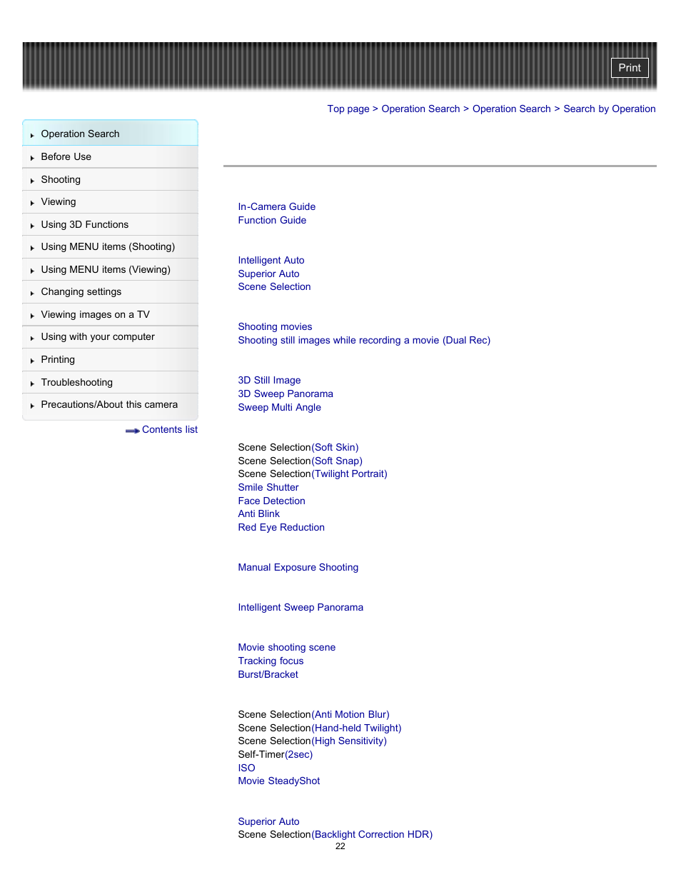 Search by operation | Sony DSC-WX10 User Manual | Page 22 / 266