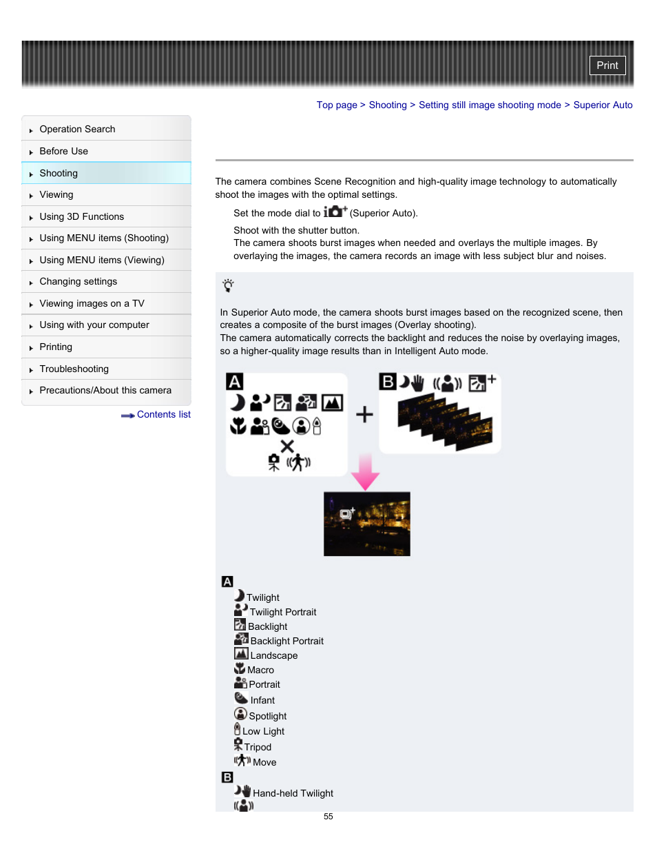 Superior auto | Sony DSC-WX10 User Manual | Page 55 / 266