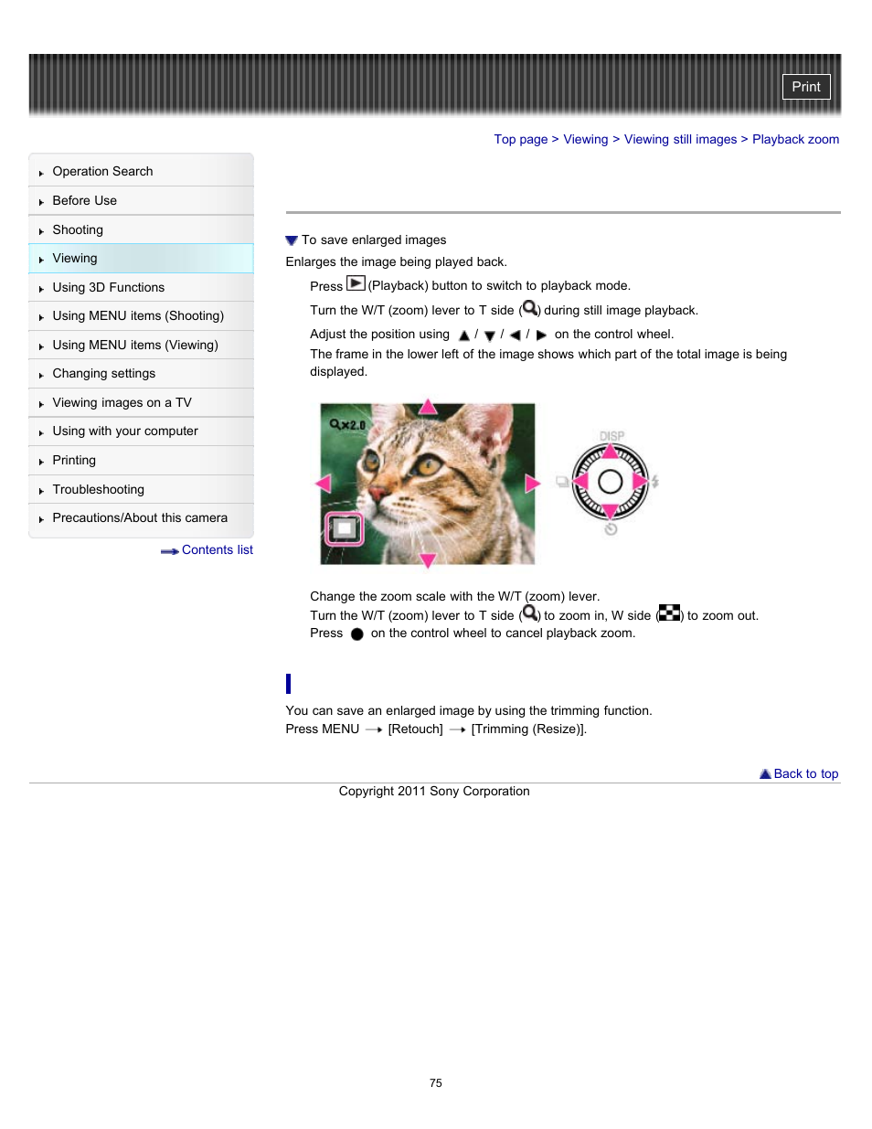 Playback zoom | Sony DSC-WX10 User Manual | Page 75 / 266