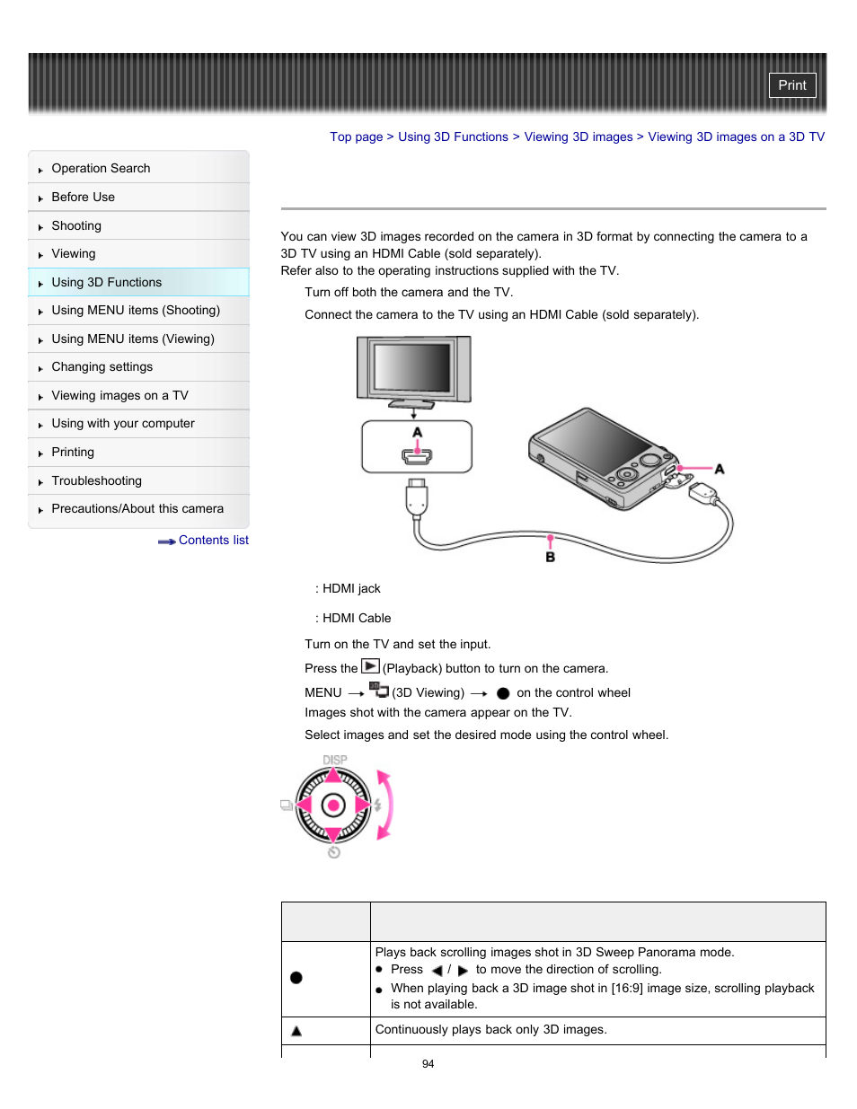 Viewing 3d images on a 3d tv | Sony DSC-WX10 User Manual | Page 94 / 266