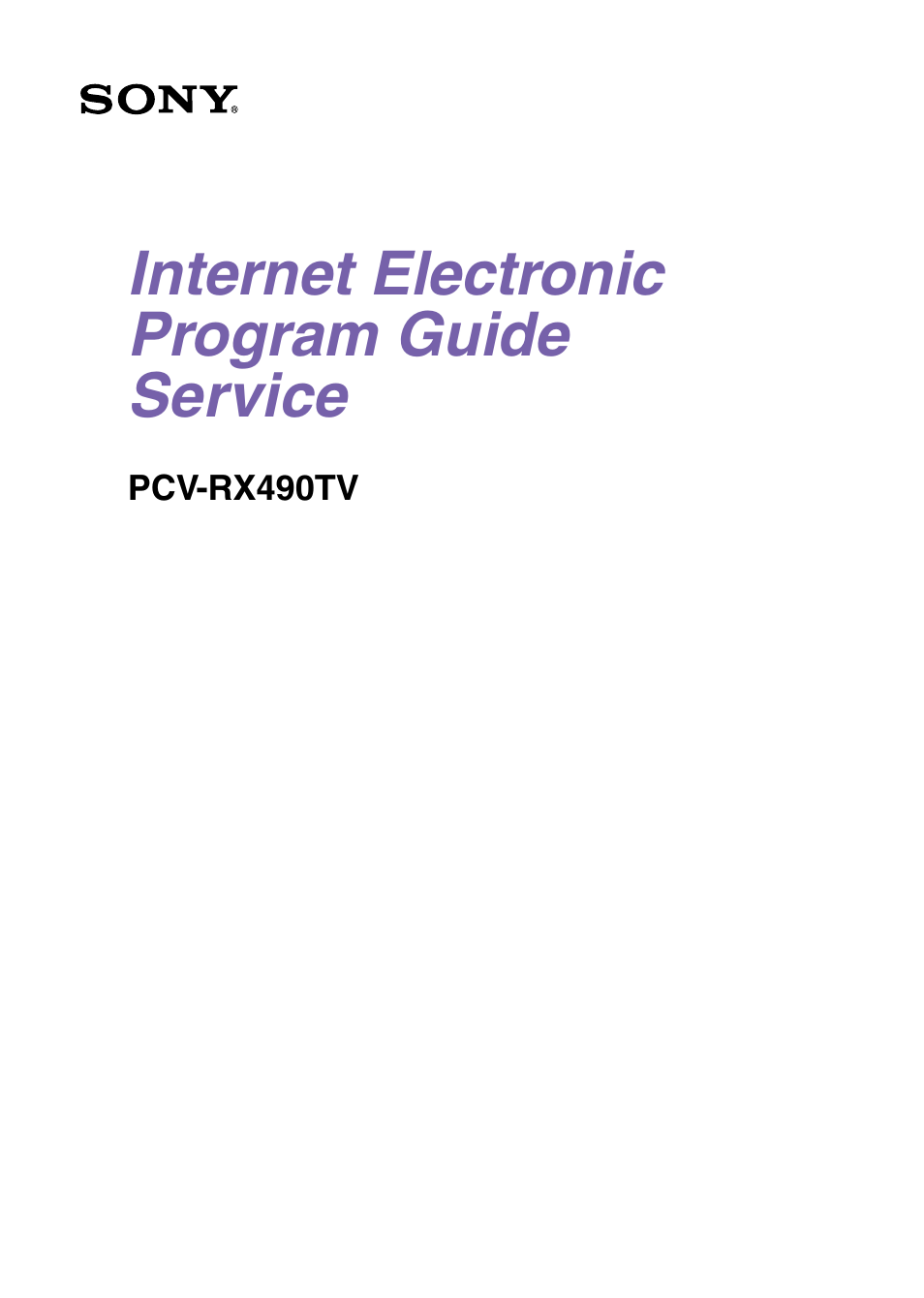 Sony PCV-RX490TV User Manual | 12 pages