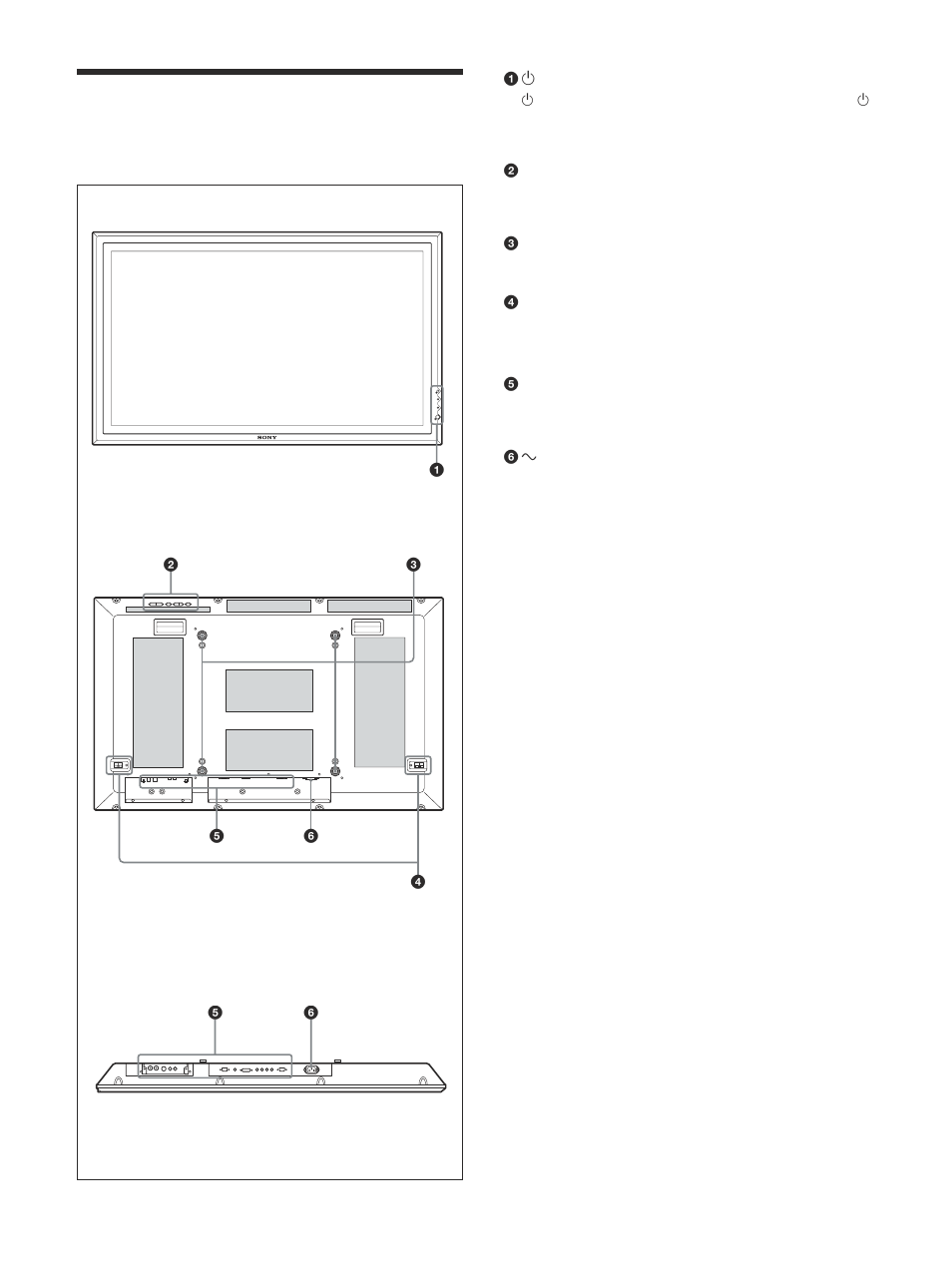 各部の名称と働き, 前面／後面／下面 | Sony PFM-42V1S User Manual | Page 10 / 376