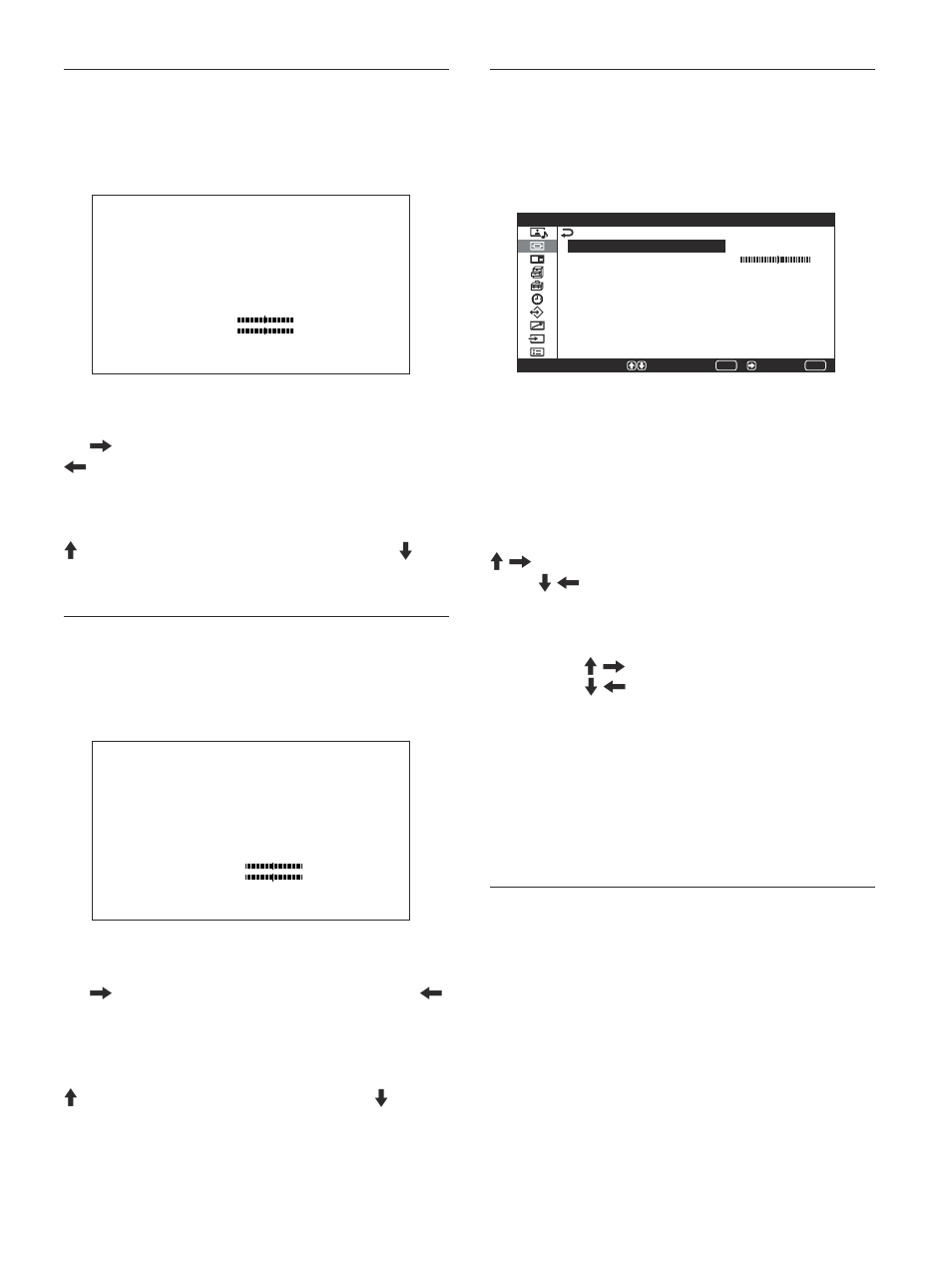 Menu taille de l’écran, Menu centrage de l’écran, Menu réglage des pixels | Réinit | Sony PFM-42V1S User Manual | Page 129 / 376