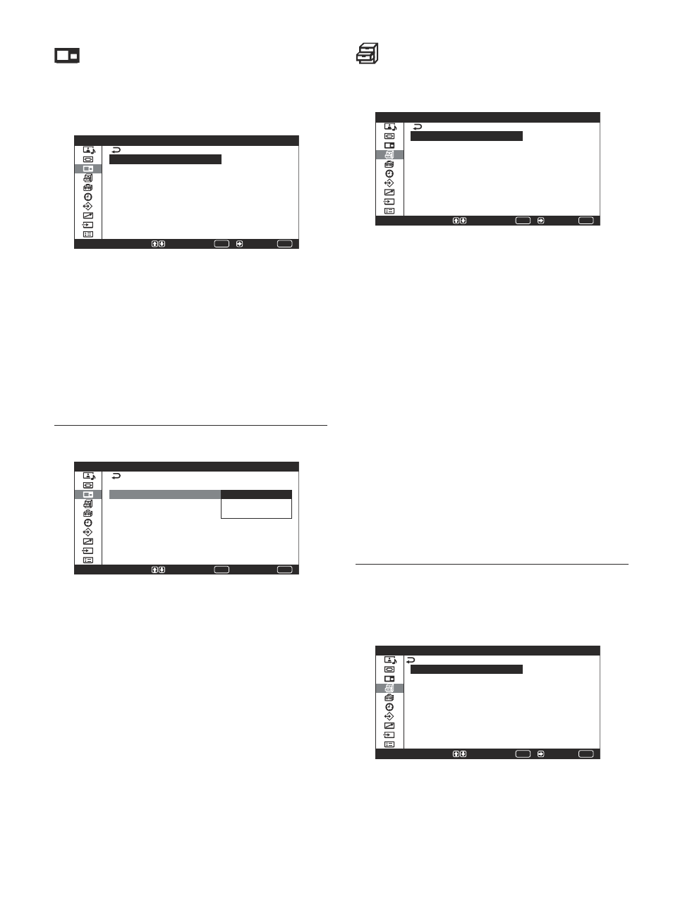 Menu picture and picture (pap) (image et image), Menu personnalisation, Menu image active | Menu economiseur d’écran | Sony PFM-42V1S User Manual | Page 130 / 376