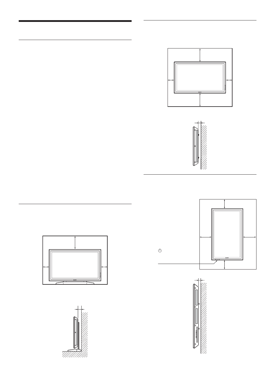 Vorsicht, Lassen sie um den bildschirm herum viel platz, Bei verwendung des ständers (nicht mitgeliefert) | Wenn sie den monitor horizontal verwenden, Wenn sie den monitor vertikal verwenden | Sony PFM-42V1S User Manual | Page 173 / 376
