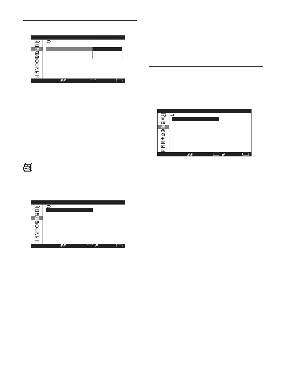 Menü benutzerdef. einstell, Menü aktives bild, Menü bildschirmschoner | Sony PFM-42V1S User Manual | Page 182 / 376