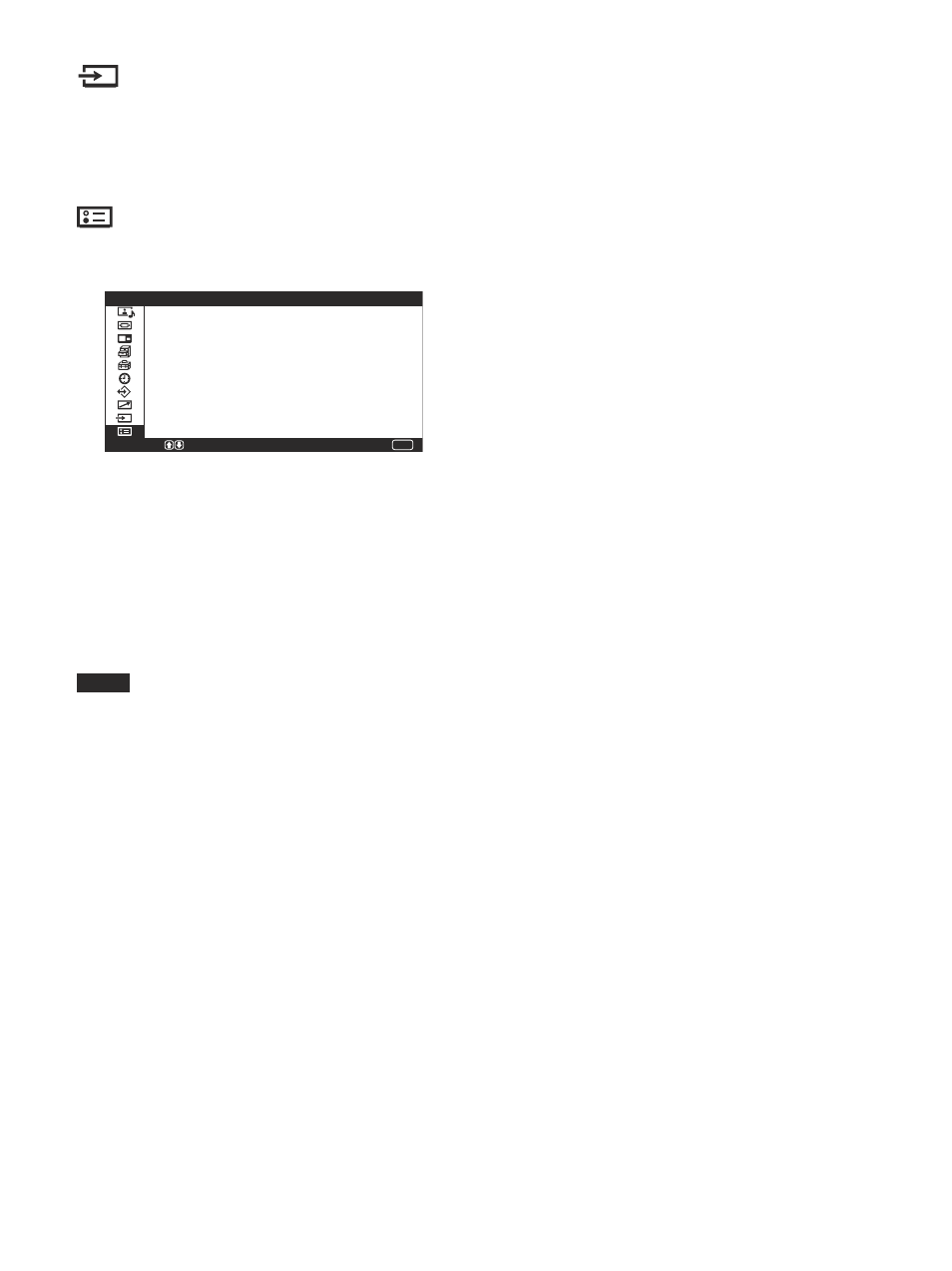 入力切換メニュー, ステータスメニュー | Sony PFM-42V1S User Manual | Page 28 / 376