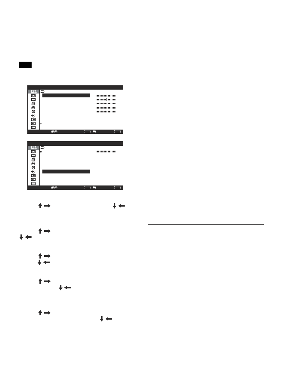 Menu regola immagine, Menu regola audio | Sony PFM-42V1S User Manual | Page 287 / 376