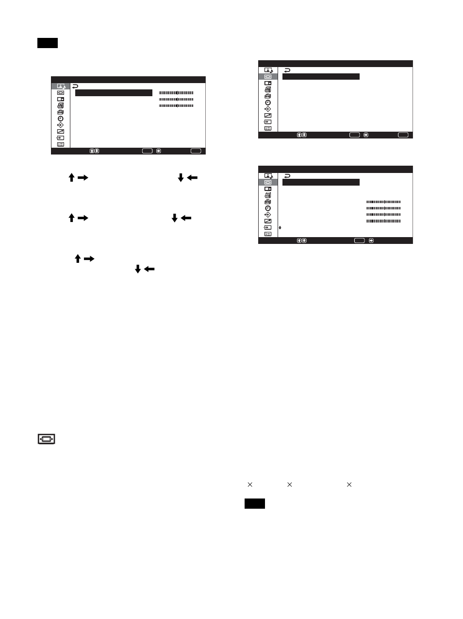 Menu comando schermo, Se funzione menu è impostato su “indietro | Sony PFM-42V1S User Manual | Page 288 / 376