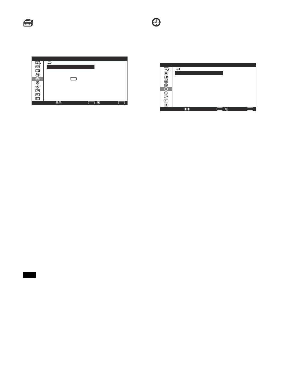 Menu impostazione iniziale, Menu timer/orologio | Sony PFM-42V1S User Manual | Page 292 / 376