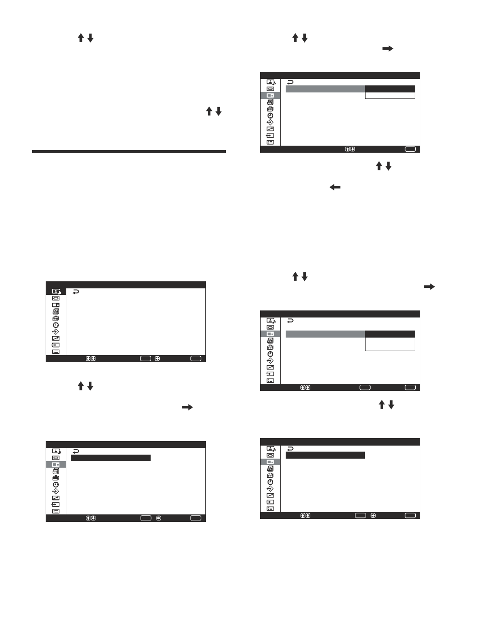 Visualizzazione di due immagini contemporaneamente, Attivazione di un’immagine, Selezionare “attiv.” utilizzando m/m | Sony PFM-42V1S User Manual | Page 307 / 376