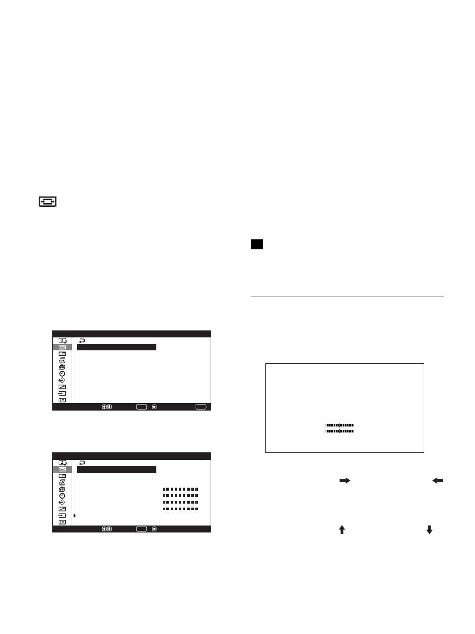 Screen control（画面控制）菜单, Screen size （画面尺寸）菜单, Reset（复位） 将出厂设定恢复至 adjust sound（调整音质）菜单 项目 | Menu function（菜单功能）设为“on/off” （开／关）（出厂设定）时, Menu function（菜单功能）设为“return” （返回）时, Wide mode（宽屏幕模式） 切换宽屏幕显示以符合图像的尺寸和类型, Screen zoom（屏幕画面变焦） 依次将图像放大 2 倍、3 倍和 4 倍, 仅在 wide mode（宽屏幕模式）设为“16:9”时才 能扩大, 有关详细说明，请参见第 40 页（cs）上的 “surround, 有关详细说明，请参见第 23 页（cs）上的“menu function（菜单功能 | Sony PFM-42V1S User Manual | Page 342 / 376