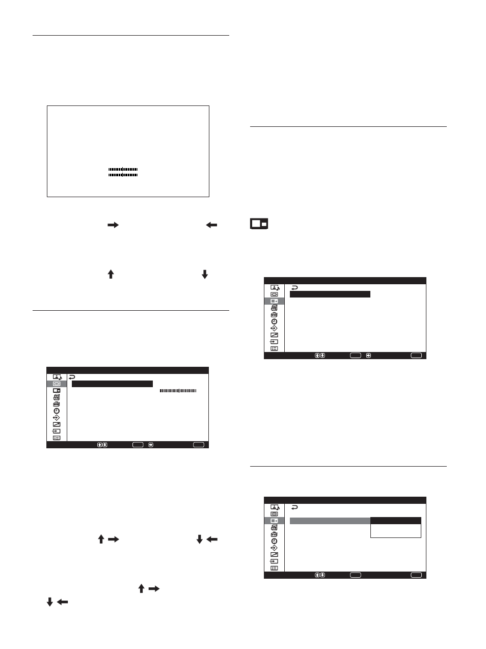 Picture and picture (pap)(图像 和图像)菜单, Screen shift(画面偏移)菜单, Adjust pixel(调整像素)菜单 | Reset(复位, Active picture(启动图像)菜单, 此菜单用于调整图像像素。 仅在接收到电脑信号时才能调整, Auto adjust(自动调整) 自动调整点相位和水平像素的总数, 将出厂设定恢复至 screen control(画面控制)菜 单项目, 可并排显示电脑图像和视频图像, Pap 将此项目设为“on”,以同时显示两幅图像。 当 pap 设定于“on”时,可使用以下菜单 | Sony PFM-42V1S User Manual | Page 343 / 376