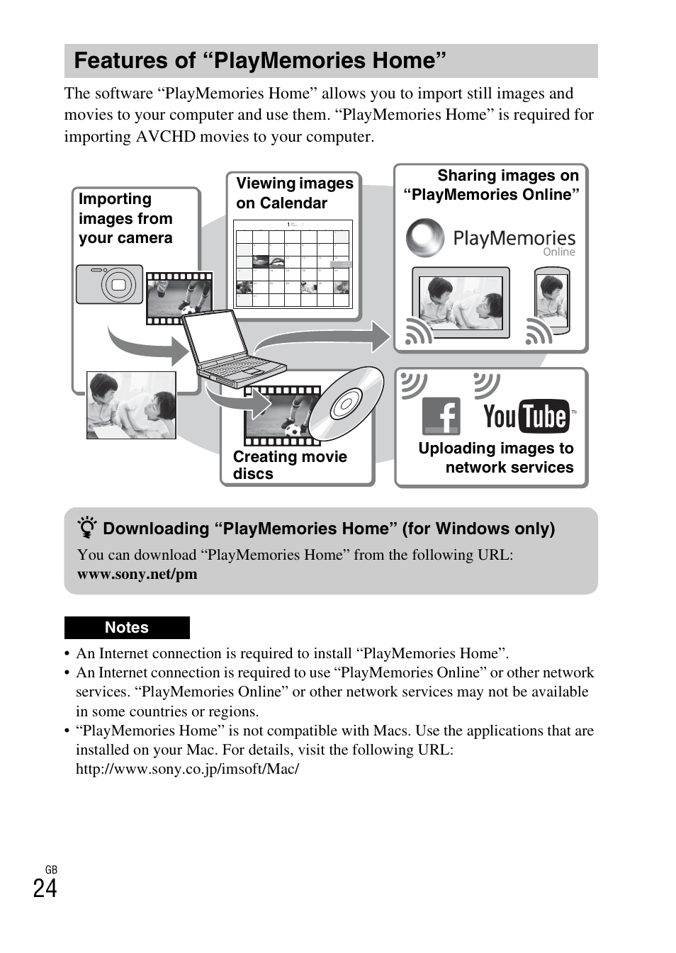 Features of “playmemories home | Sony DSC-WX300 User Manual | Page 24 / 68