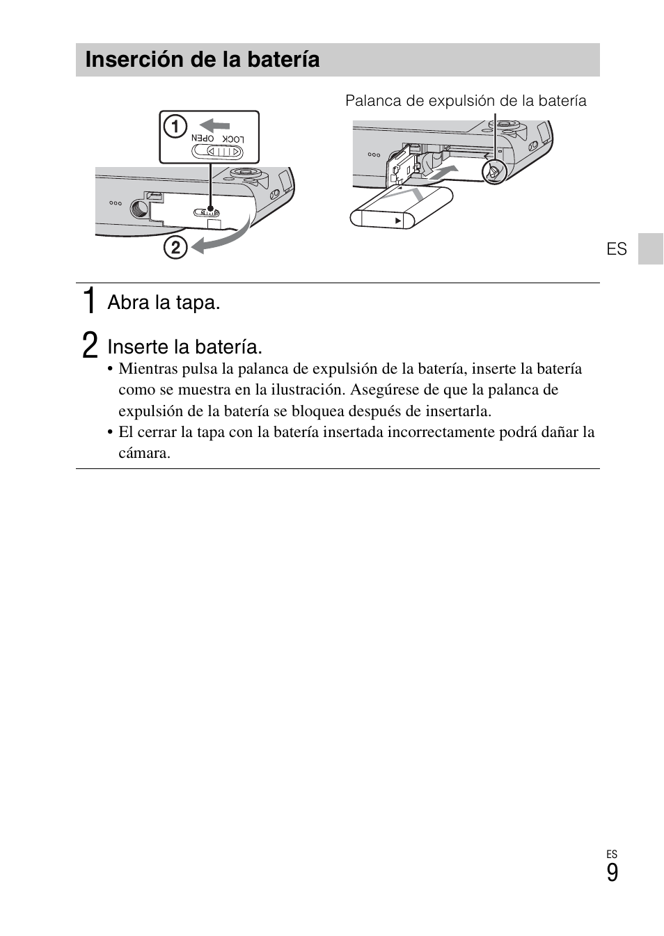 Inserción de la batería | Sony DSC-WX300 User Manual | Page 41 / 68
