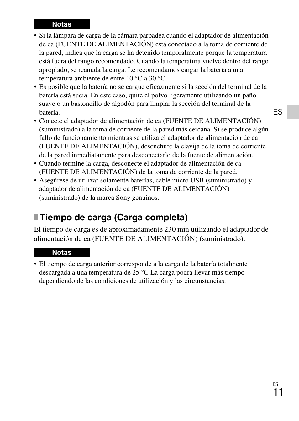 Xtiempo de carga (carga completa) | Sony DSC-WX300 User Manual | Page 43 / 68