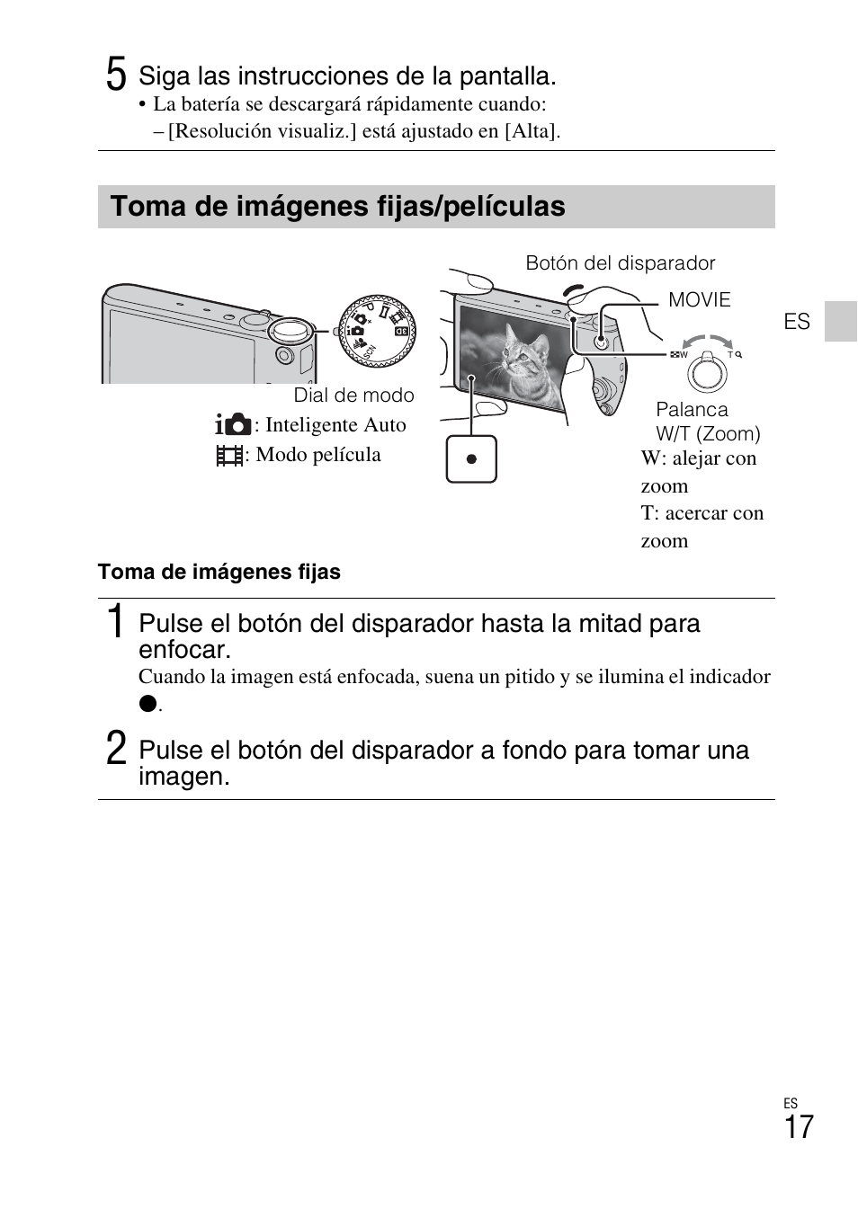 Toma de imágenes fijas/películas | Sony DSC-WX300 User Manual | Page 49 / 68