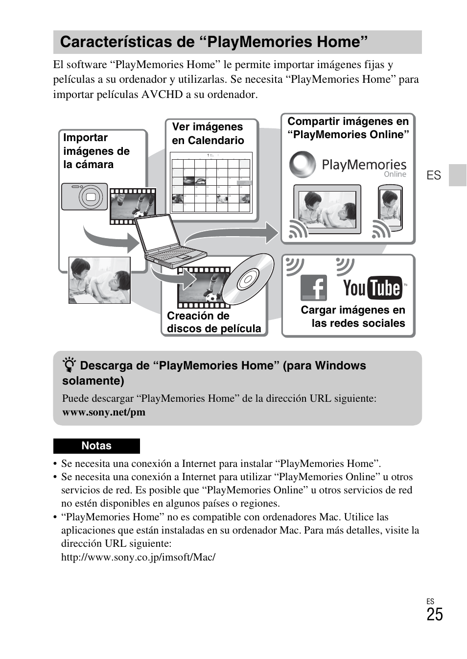 Características de “playmemories home | Sony DSC-WX300 User Manual | Page 57 / 68