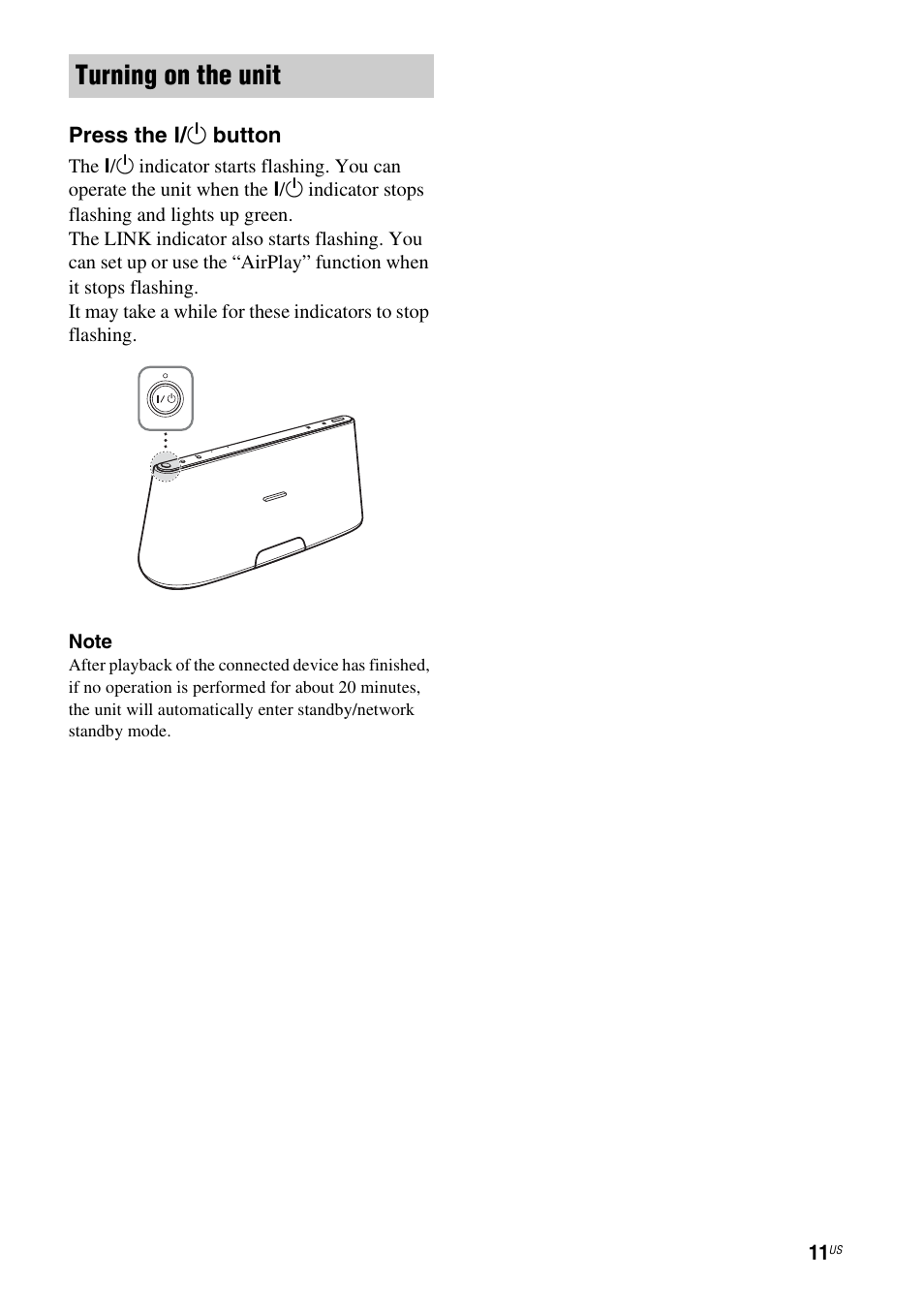 Turning on the unit | Sony RDP-XA700iPN User Manual | Page 15 / 100