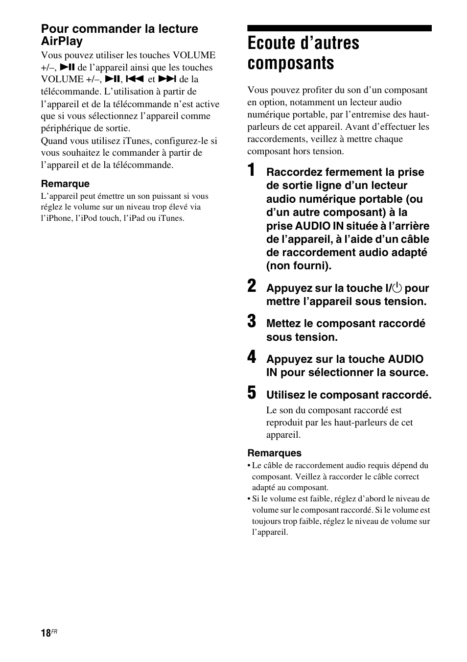 Ecoute d’autres composants | Sony RDP-XA700iPN User Manual | Page 52 / 100