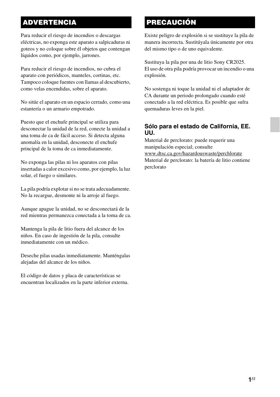 Advertencia precaución | Sony RDP-XA700iPN User Manual | Page 65 / 100