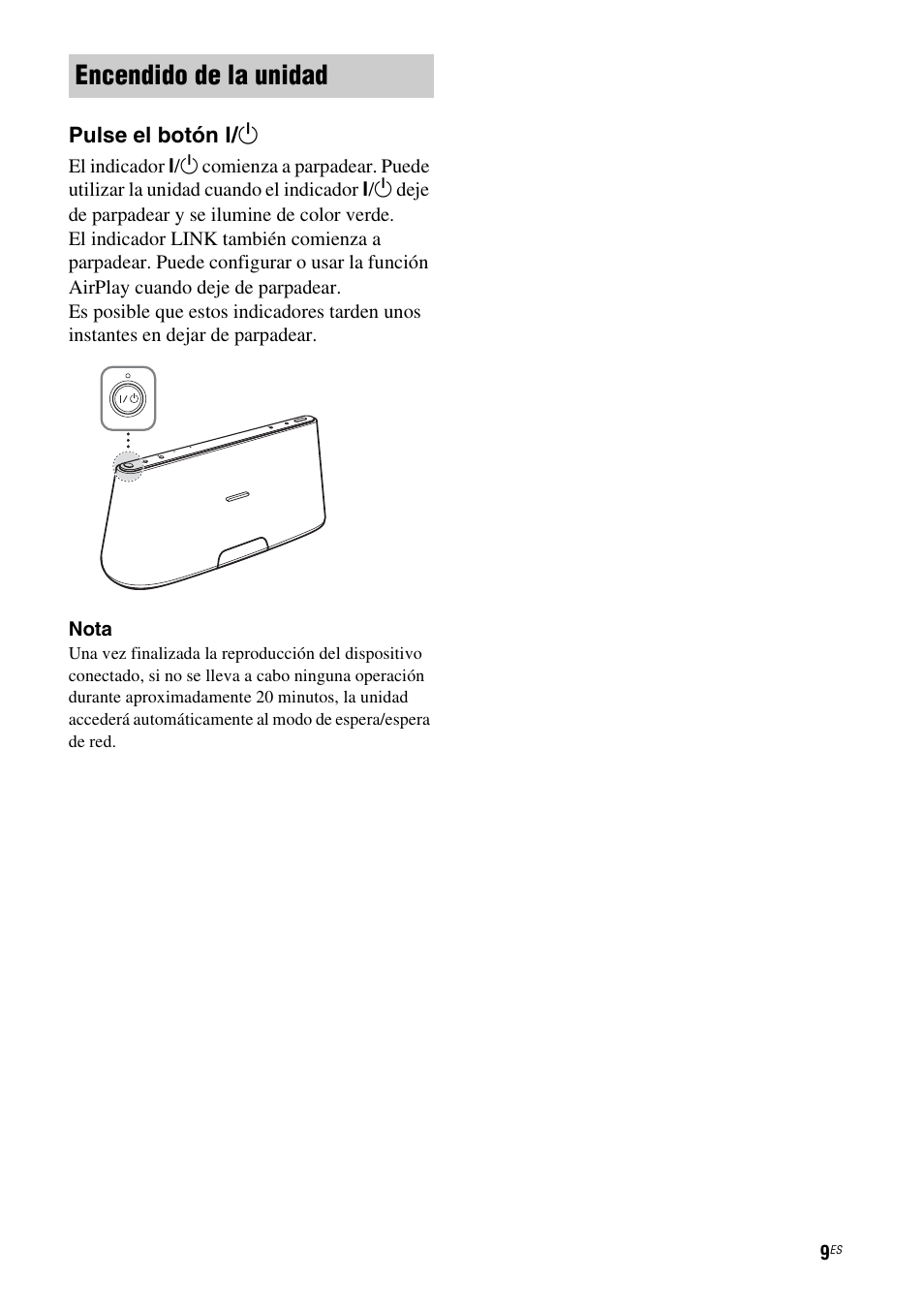 Encendido de la unidad | Sony RDP-XA700iPN User Manual | Page 73 / 100