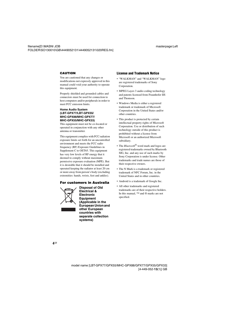 Sony LBT-GPX55 User Manual | Page 4 / 44