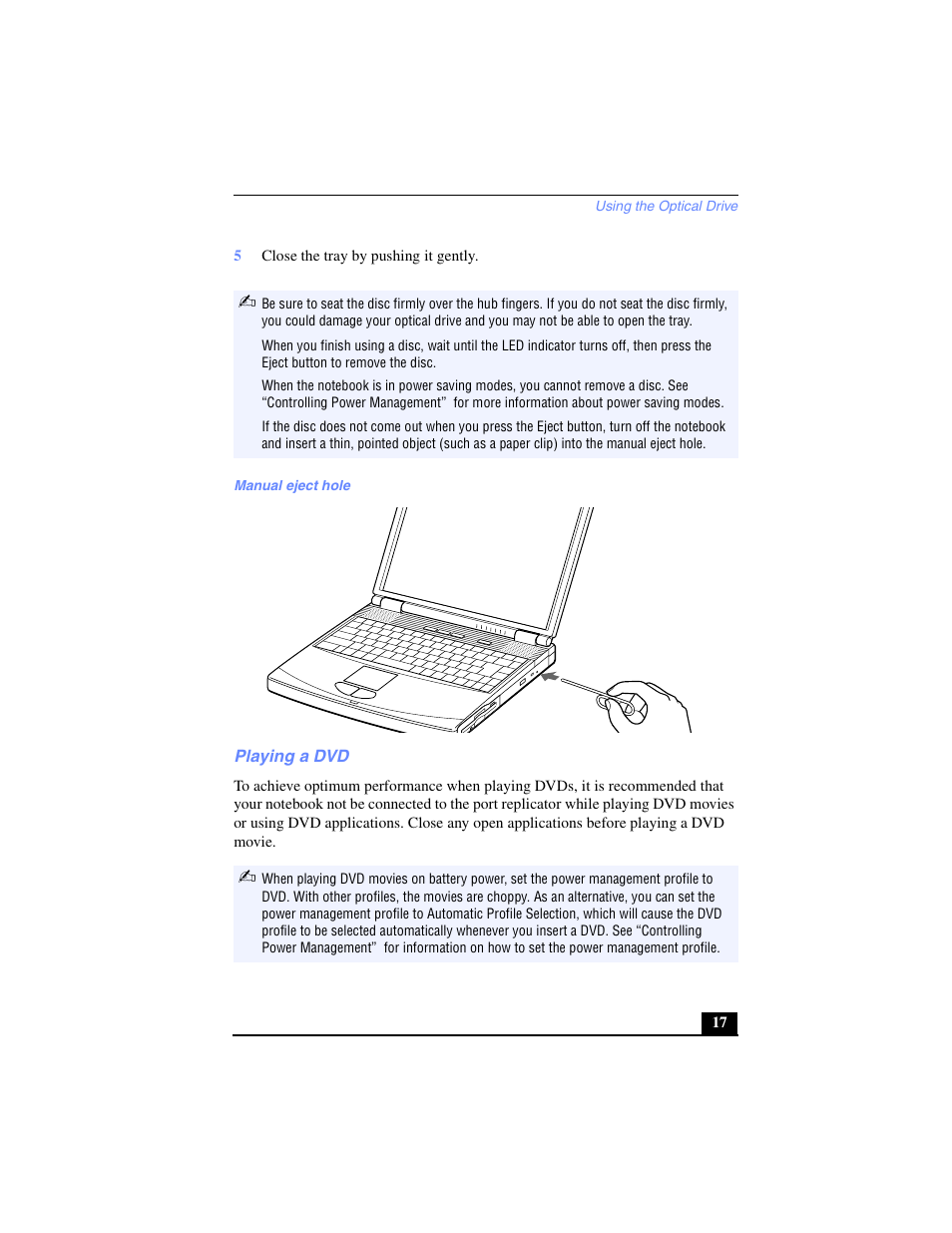 Playing a dvd | Sony PCG-FX240K User Manual | Page 17 / 138