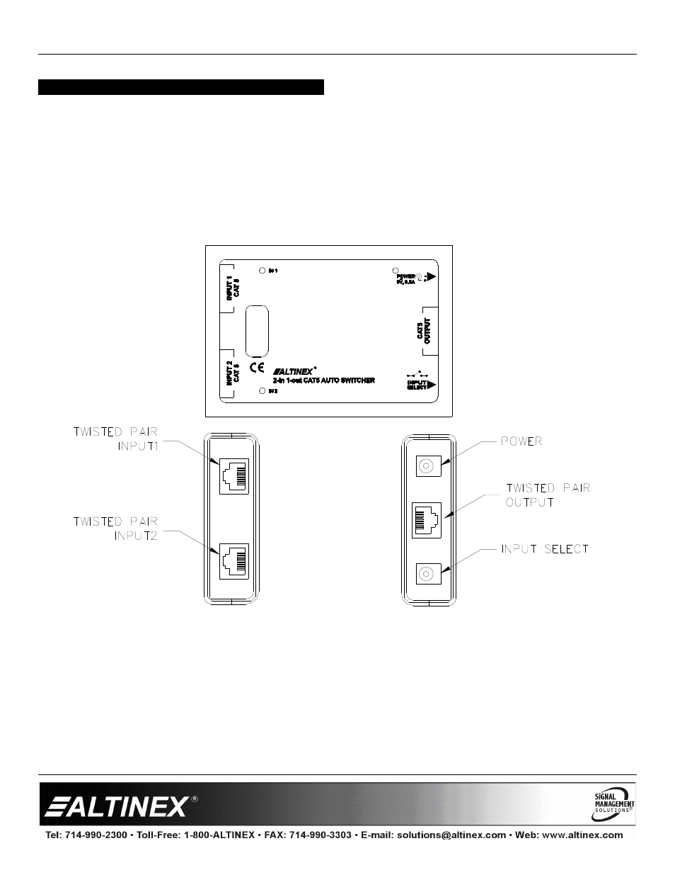 Product description, Switcher | Altinex SW1956CT User Manual | Page 6 / 11