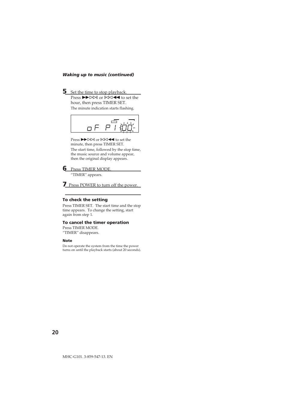 Sony MHC-G101 User Manual | Page 20 / 26