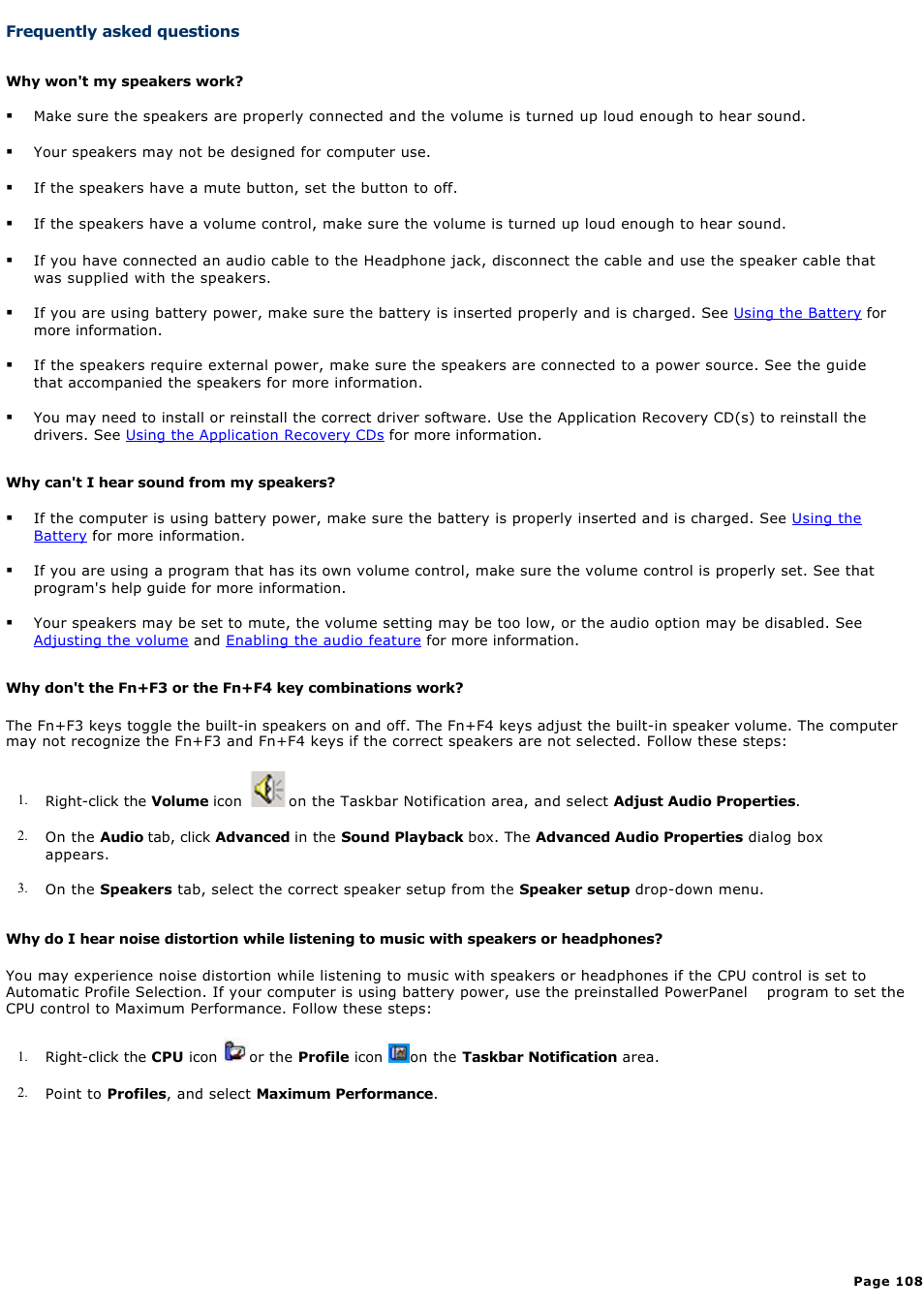 Frequently asked questions | Sony PCG-GRS700K User Manual | Page 108 / 150