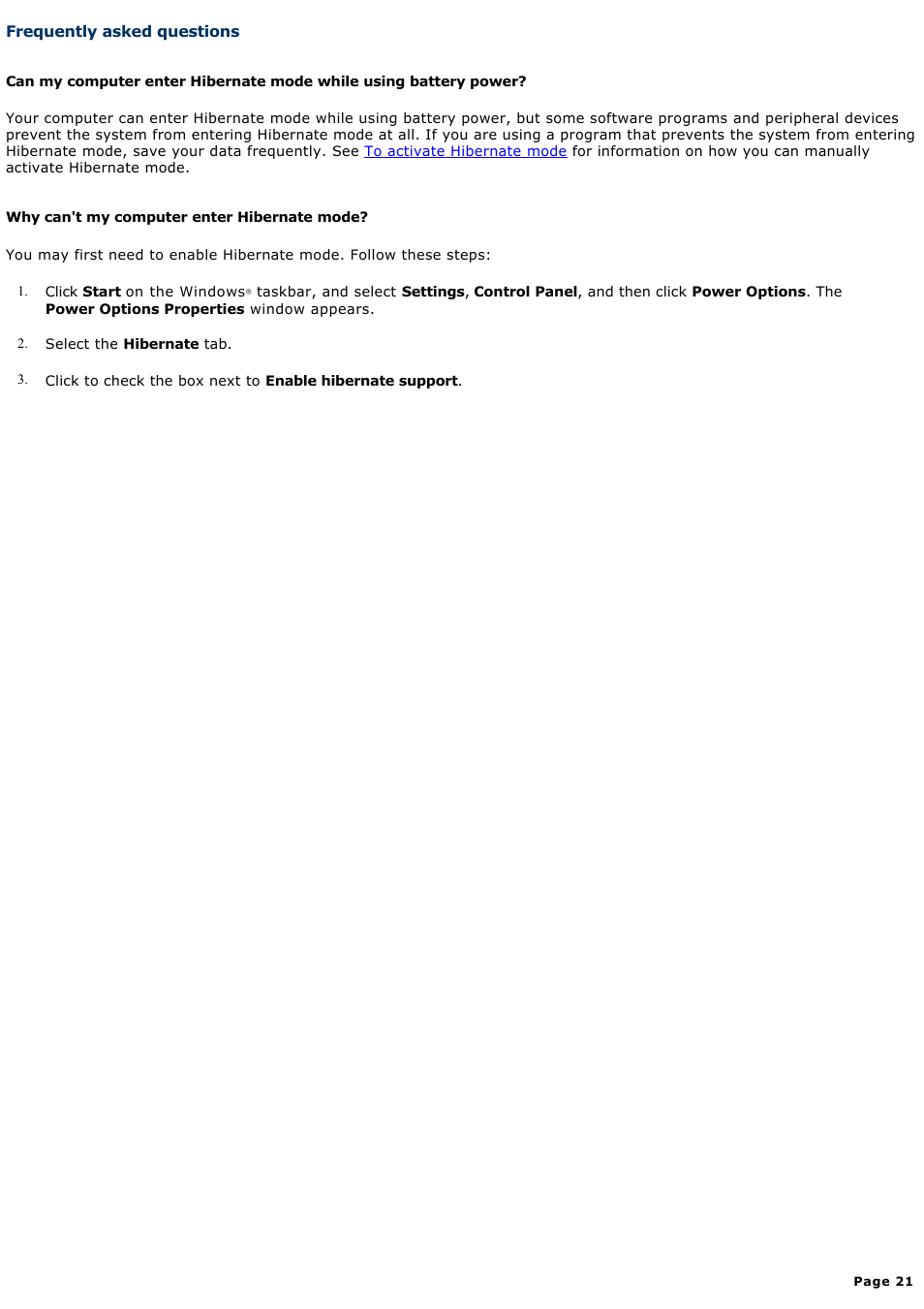 Frequently asked questions | Sony PCG-GRS700K User Manual | Page 21 / 150