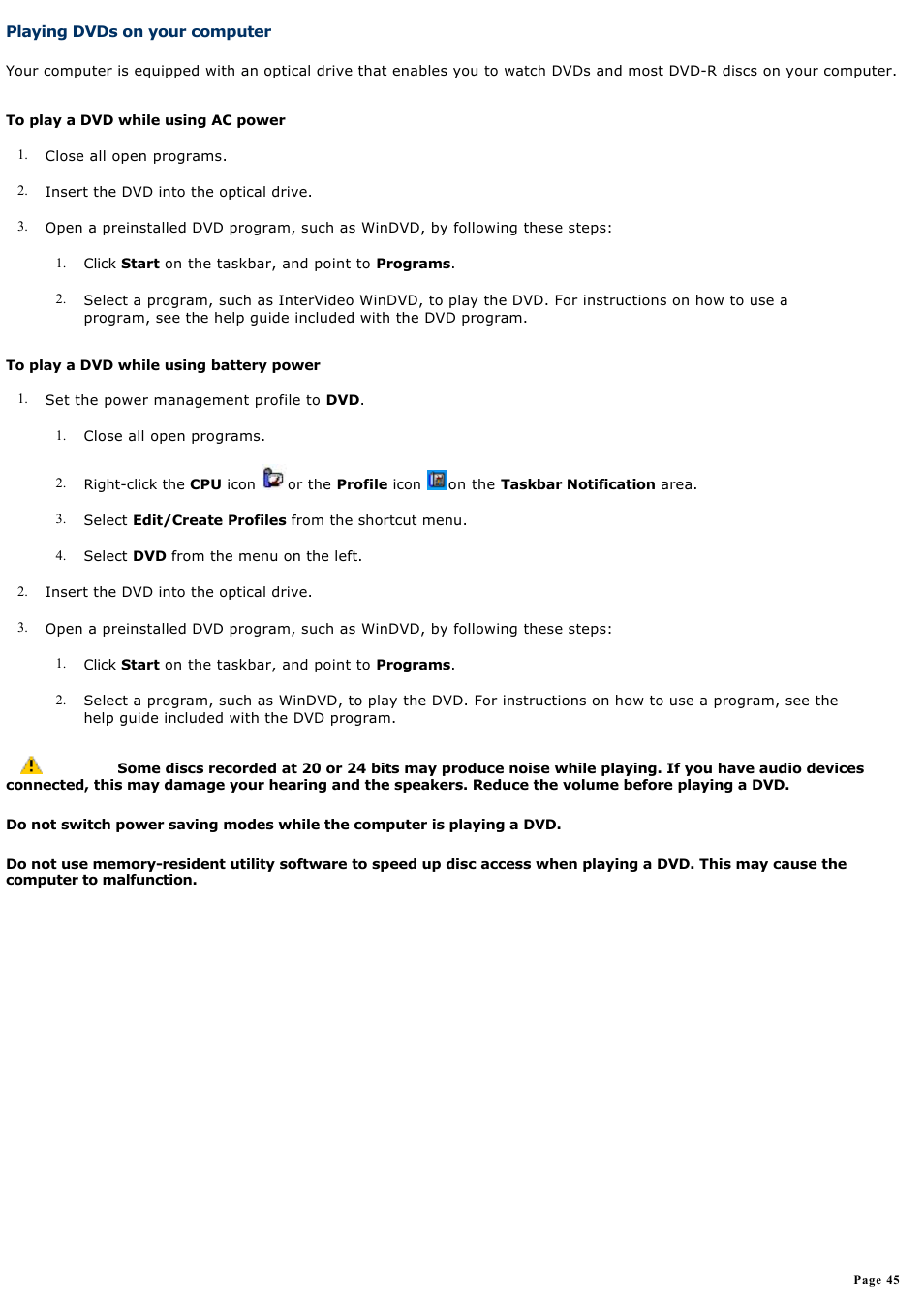 Playing dvds on your computer | Sony PCG-GRS700K User Manual | Page 45 / 150