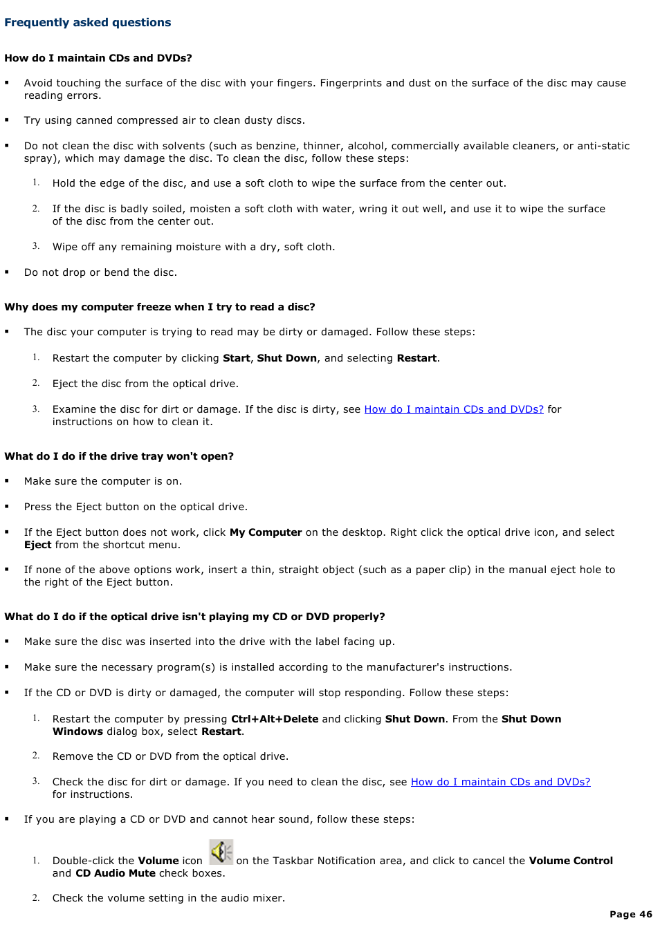 Frequently asked questions | Sony PCG-GRS700K User Manual | Page 46 / 150