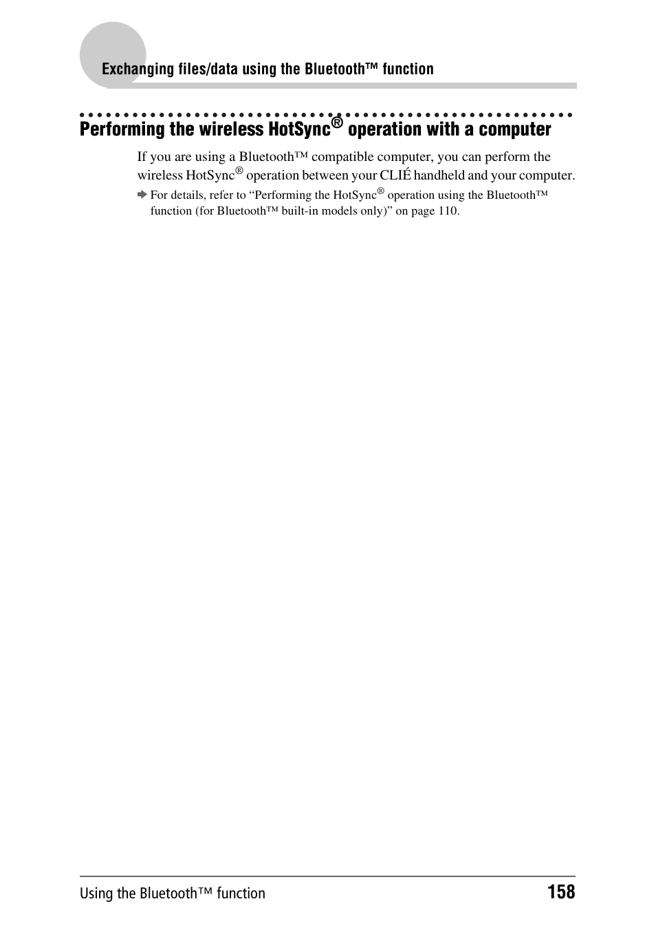 Performing the wireless hotsync, Operation with a computer, Operation | With a computer | Sony PEG-NX80V User Manual | Page 158 / 200