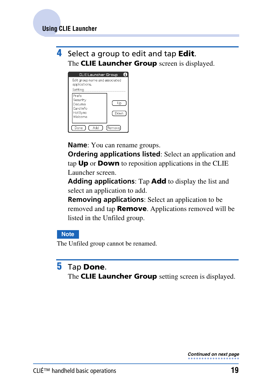 Sony PEG-NX80V User Manual | Page 19 / 200