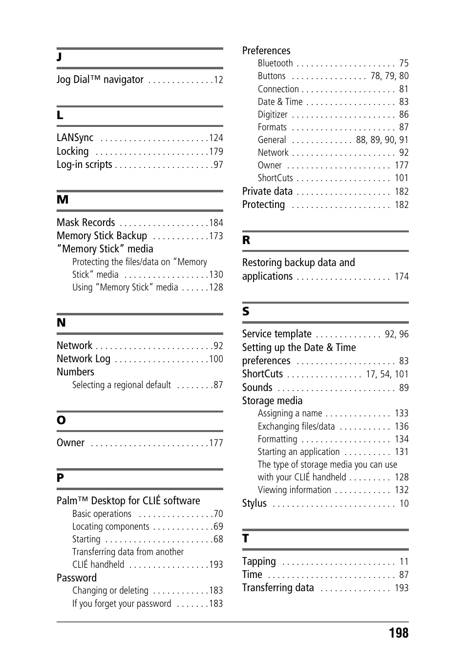 Sony PEG-NX80V User Manual | Page 198 / 200